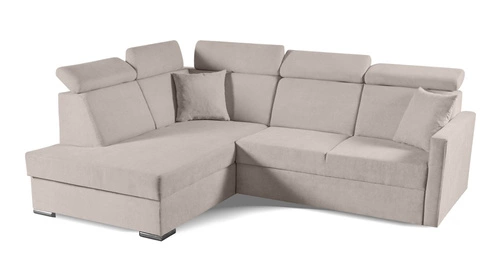 Rohová rozkládací pohovka Mils XL béžová moderní do obýváku s úložným prostorem levá