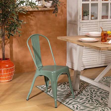 Kovová židle Paris Edge Atmosphera loftová zelená do jídelny, kuchyně i na terasu