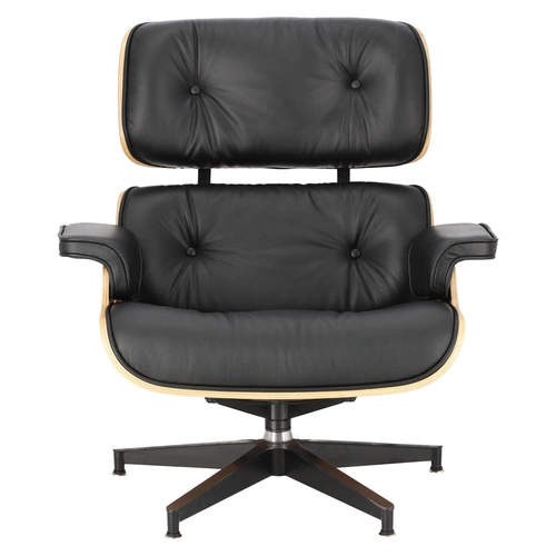 Kožené otočné křeslo Vip Lounge černé s područkami, moderní do obýváku