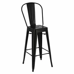 Barová židle Paris Back 75 cm moderní kovová s opěrkou do kuchyně na míru D2.DESIGN