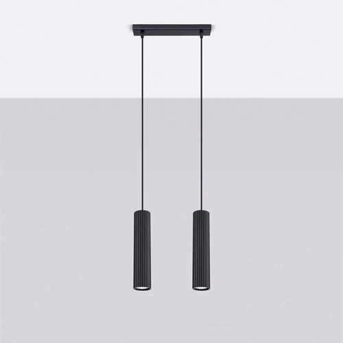 Závěsné svítidlo KARBON 2 černé nastavitelné moderní do obýváku a jídelny hliník