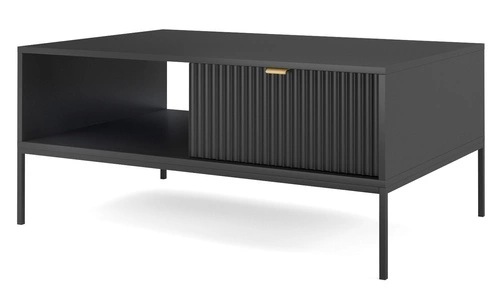 Konferenční stolek Delicious černý glamour se zásuvkou a policí obdélníkový do obýváku 104x68 cm