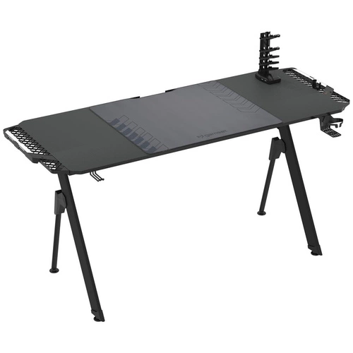 Herní stůl Falcon 1.4 černý moderní s držákem na sluchátka a USB stojanem Intesi