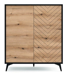 Vysoká loftová komoda Fargo v rybí kost, moderní komoda do obýváku na nožkách 104 cm