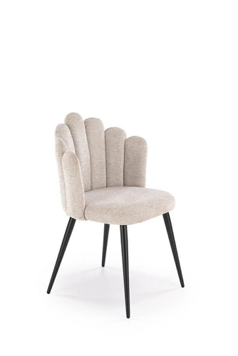 Čalouněná židle Mindi béžová do jídelny a obýváku moderní na černých nohách