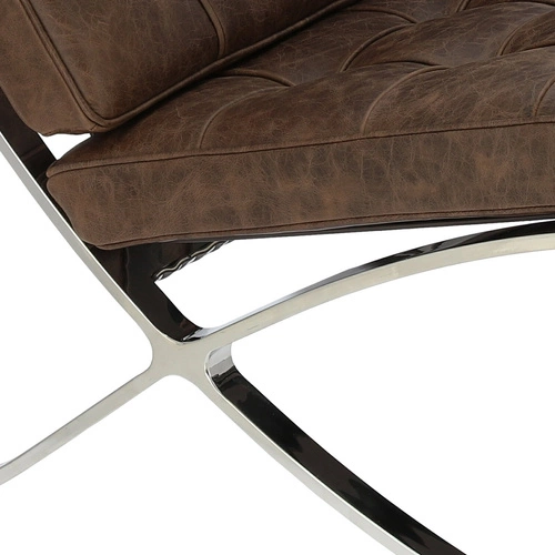 Kožené relaxační křeslo BA1 inspirované Barcelona hnědé do obýváku moderní retro