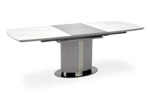 Rozkládací jídelní stůl Dallas bílý mramor moderní keramická deska 160–220 cm