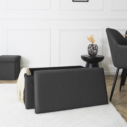 Skládací úložný taburet Velse Atom šedý obdélníkový do předsíně a studentského pokoje