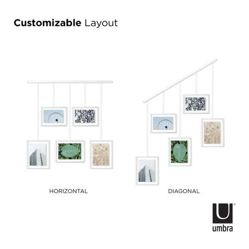 Bílá závěsná multirám Umbra Exhibit skandinávský rámeček 10x15 a 13x18