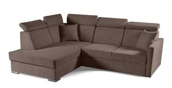 Rohová sedací souprava s rozkladem Mils XL levá hnědá do obýváku moderní s úložným prostorem