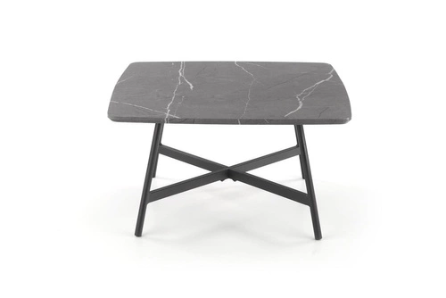 Konferenční stolek Farra čtvercový šedý mramor moderní do obýváku na černé konstrukci