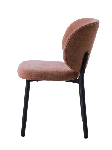 Čalouněná jídelní židle Naws růžová moderní na černých nohách do jídelny a obýváku