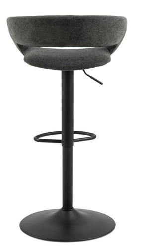 Barová židle Grace tmavě šedý samet s opěrkou a područkami, výškově nastavitelná do kuchyně Actona