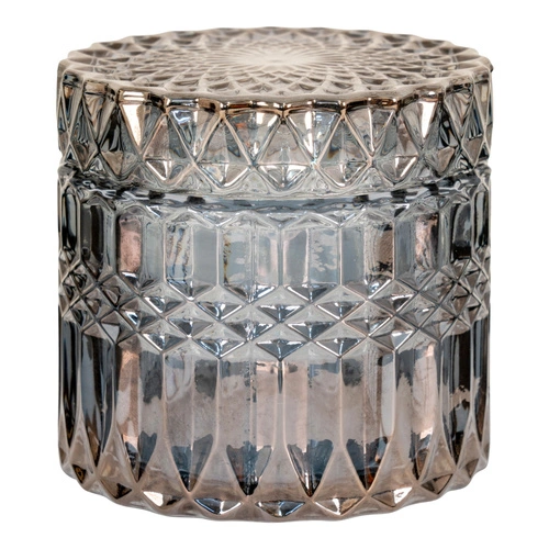 House Nordic sada 2 kouřových kulatých skleněných dekoračních krabiček