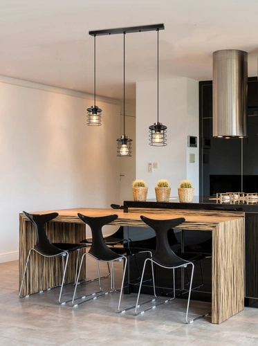 Závěsná lampa Glob černá+zlatá 3x40W E27 stínidlo černé