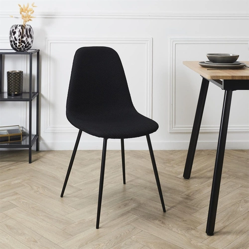 Čalouněná jídelní židle Pori černá Intesi moderní na kovových nohách do jídelny a kuchyně