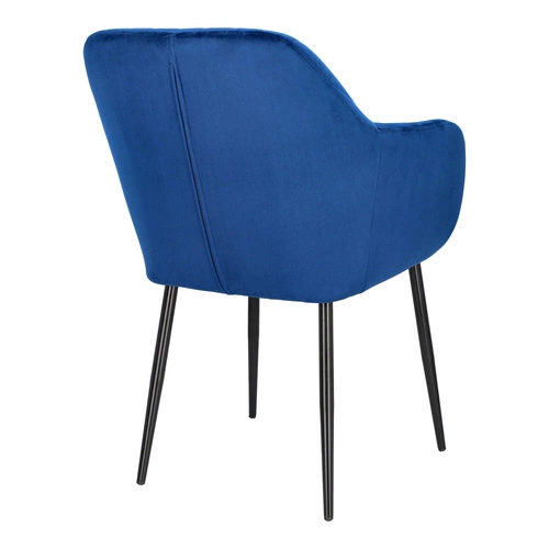 Jídelní židle s područkami, čalouněná modrým sametem, glamour Emilia Actona