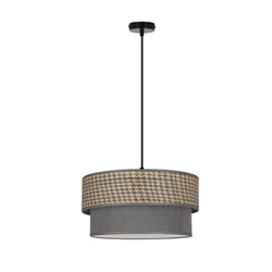 Karrara závěsná lampa černá 1x60W E27 stínidlo šedá béžová+šedá