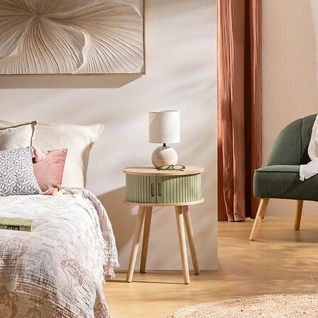 Noční stolek 40 cm boho zelená šalvěj s policí Atmosphera skandinávský rustikální styl