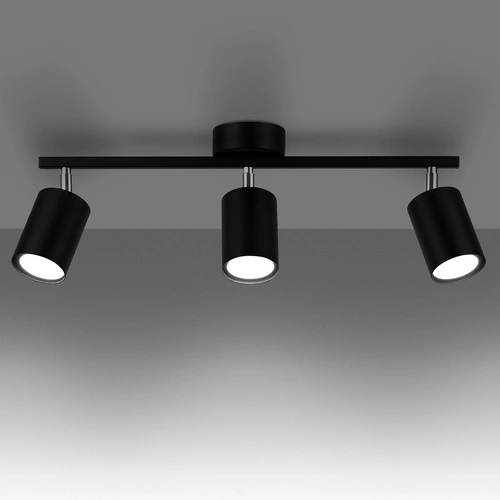 Stropní svítidlo černé LEMMI 3 minimalistické kovové s nastavitelným ramenem do obýváku SOLLUX
