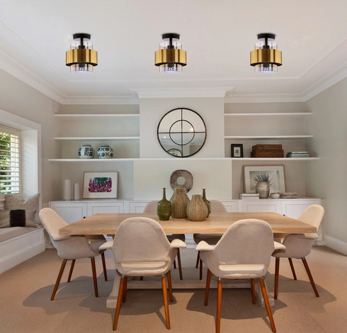 Stropní svítidlo Spiega černé zlaté kouřové sklo moderní do obývacího pokoje a jídelny