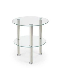 Kulatý konferenční stolek Sable skleněný glamour čirý chrom do obýváku 45 cm Intesi