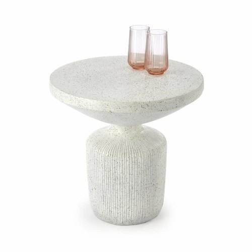 Kulatý konferenční stolek Farra L Intesi bílý moderní do obýváku 54 cm