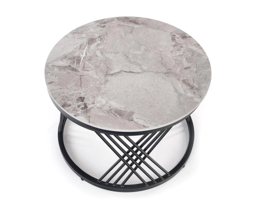 Sada 2 kulatých konferenčních stolků Intela šedý mramor moderní do obýváku Intesi