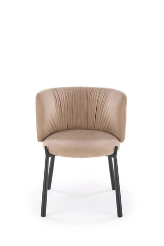 Čalouněná sametová jídelní židle Itzal béžová moderní s černými nohami Intesi