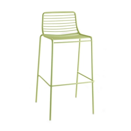 Kovová barová židle s opěrkou Summer zelená moderní 75 cm do kuchyně a zahrady