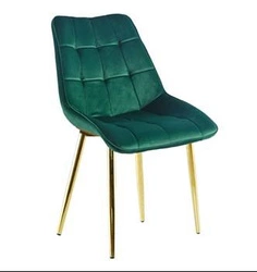 Jídelní židle Poly Intesi zelený samet glamour na zlatých nohách moderní