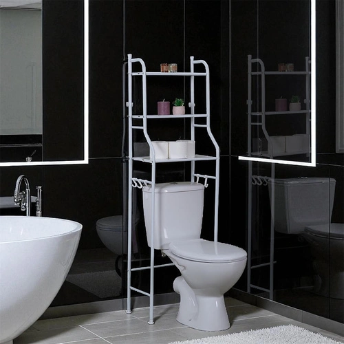 Intesi koupelnový regál nad WC bílý kovový 3 police 150 cm