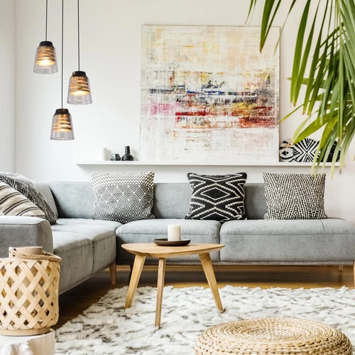 Moderní závěsné svítidlo Fresno černé skleněné 3bodové do obýváku a jídelny