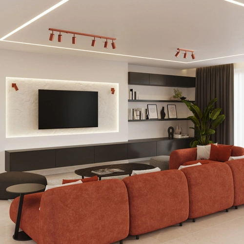 Stropní svítidlo RING 3P moderní červené s nastavitelným stínidlem do obýváku a ložnice