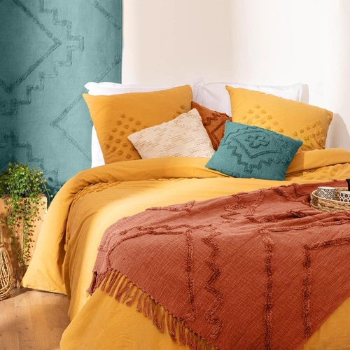 Prošívaný bavlněný přehoz na postel boho terakota 130x180 cm Atmosphera