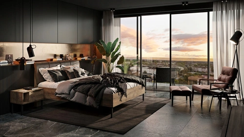 Noční stolek Intesi Anciano 56 cm hnědý se zásuvkou, moderní loftový styl, elegantní doplněk ložnice