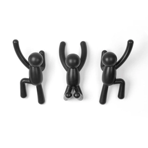 Nástěnný věšák Buddy černý Umbra moderní do předsíně sada 3 kusy