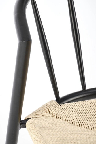 Kovová jídelní židle Tamara Intesi moderní černá s přírodním sedákem z provazu