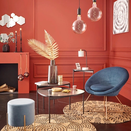 Taburet Living Velvet černá Výprodej