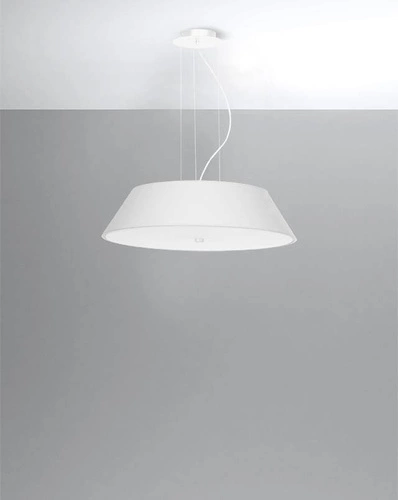 Stropní lustr Vega 60 bílý moderní do obýváku a jídelny s textilním stínidlem