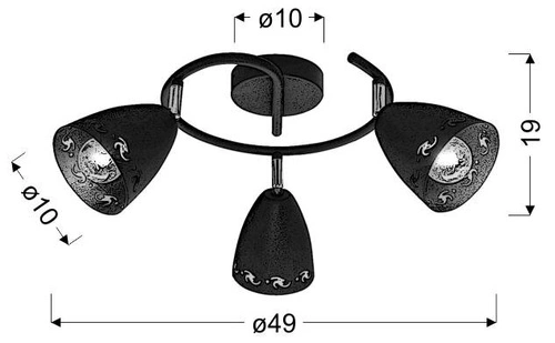Spirálová stropní lampa Coty 3x40W E14 černá