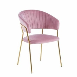 Sametová růžová/zlatá židle Glamour