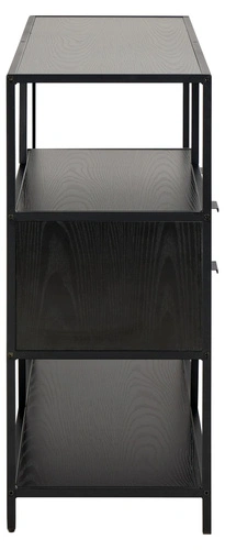 Industriální regál na knihy se zásuvkami Seaford V Actona černý jasan