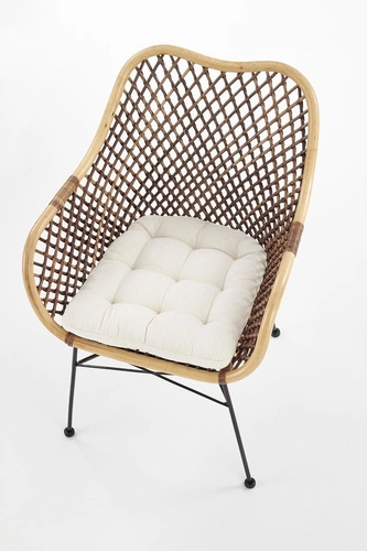 Ratanová jídelní židle Mauri boho s područkami do jídelny a obýváku hnědá Intesi