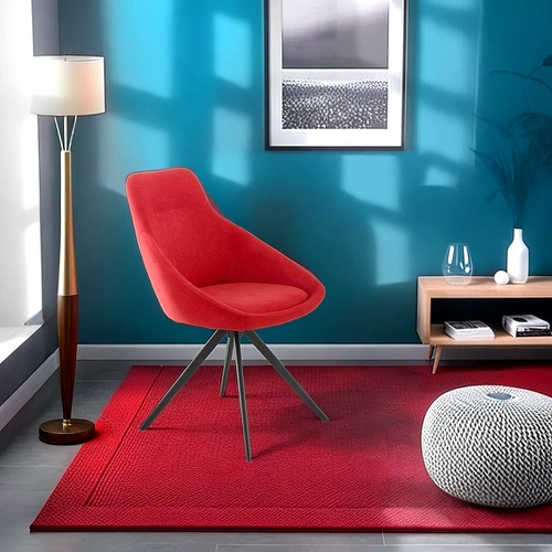 Čalouněná jídelní židle Lea Intesi moderní červená s područkami na kovových nohách