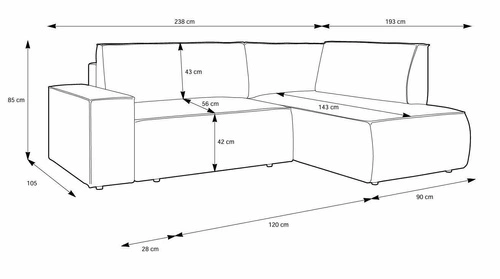 Rohová rozkládací pohovka Molde L levá, béžový manšestr s úložným prostorem do obýváku