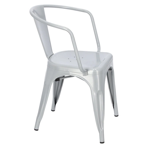 Kovová židle Paris Arms šedá do jídelny a kuchyně s područkami ve stylu Tolix