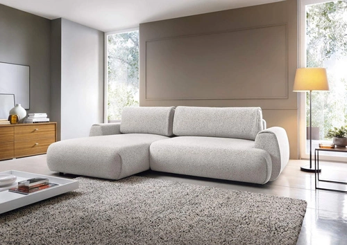 Rohová rozkládací sedačka Ljung levá šedá moderní s úložným prostorem do obýváku Intesi