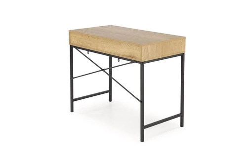 Pracovní stůl Bocka moderní loftový se zásuvkou a policí přírodní/černý 95 cm