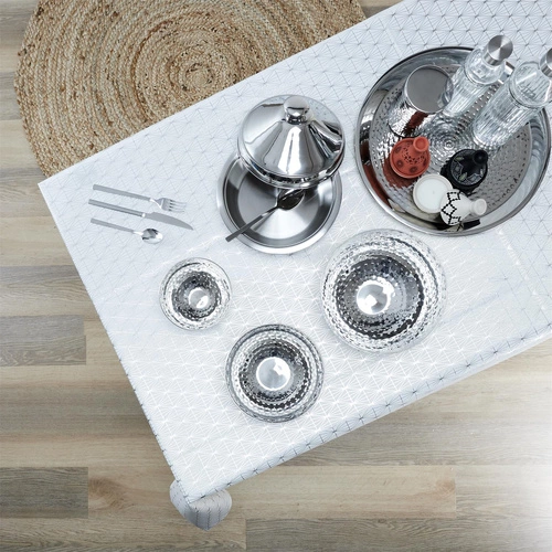 Bílý obdélníkový ubrus Geometric Dore 140x250 cm moderní do jídelny Intesi